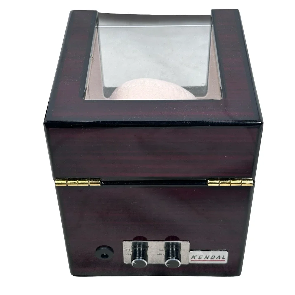 Kendal Single Automatic Watch Winder Dark Cherry Wood Glass Box NO KEY